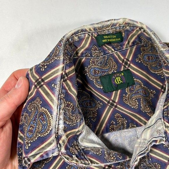 Vintage Club Room Button‎ Down Shirt Mens Medium  Purple - Picture 5 of 8